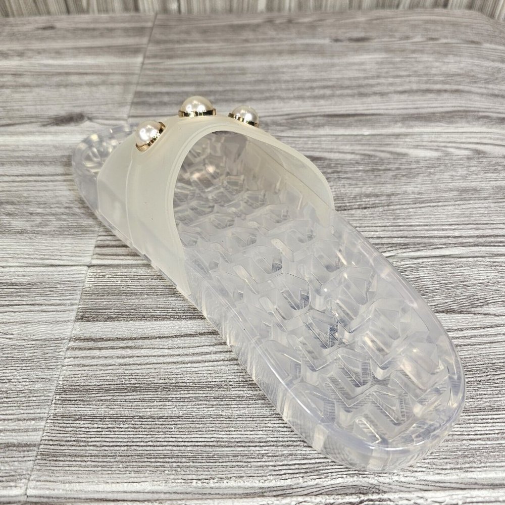 KARL LAGERFELD TulaRubberPool Slide Sandals Transparent Clear-Women's Size 7 NEW - Picture 12 of 15